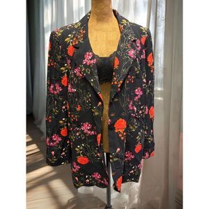 Dark Academia Whimsigoth Floral Feminine Office Work Chic Oversized  Blazer